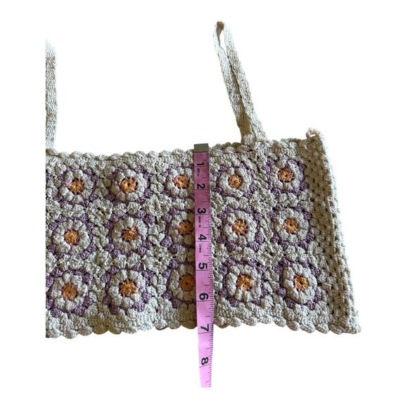 ZARA Crochet Daisy Floral Crop Top Multicolor Knit Boho Festival Tank XS - Picture 5 of 7
